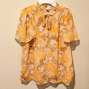 ❤️ JOIE FLORAL FLOWY TOP W/ RUFFLE NECK, SMALL